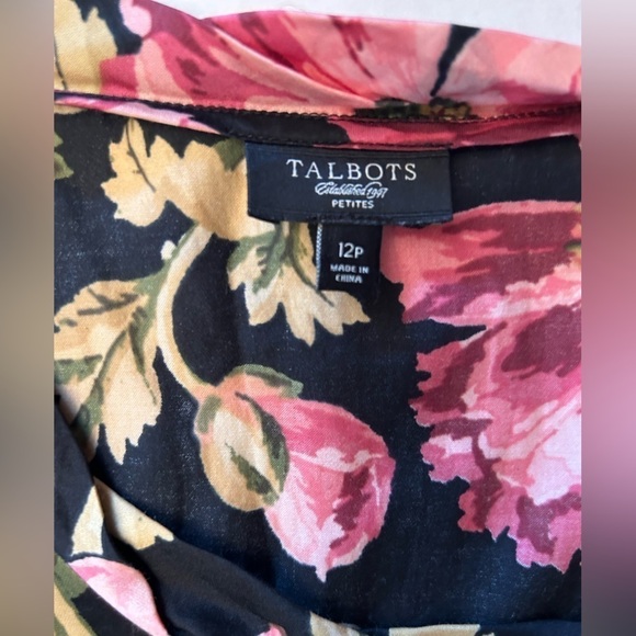 Talbots sleeveless floral silk cotton top Sz-12P. R10 - Picture 7 of 8